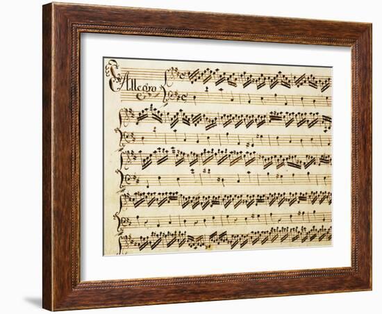 Handwritten Sheet Music for the Sonata Prima for Violin and Bass, Allegro Assai-Giuseppe Tartini-Framed Giclee Print