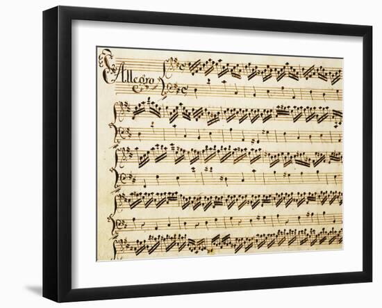 Handwritten Sheet Music for the Sonata Prima for Violin and Bass, Allegro Assai-Giuseppe Tartini-Framed Giclee Print