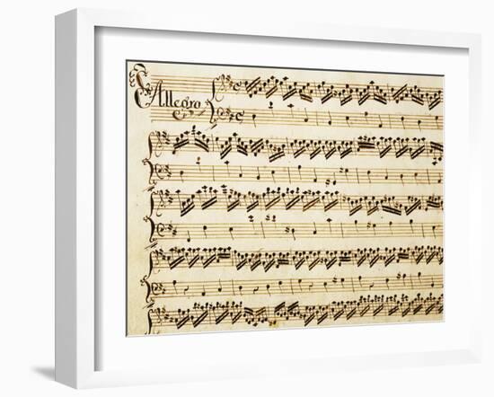 Handwritten Sheet Music for the Sonata Prima for Violin and Bass, Allegro Assai-Giuseppe Tartini-Framed Giclee Print