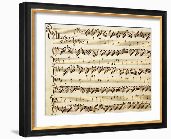 Handwritten Sheet Music for the Sonata Prima for Violin and Bass, Allegro Assai-Giuseppe Tartini-Framed Giclee Print