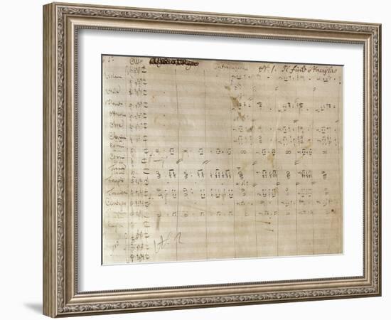 Handwritten Sheet Music for Un Giorno Di Regno, Ossia Il Finto Stanislao-null-Framed Giclee Print