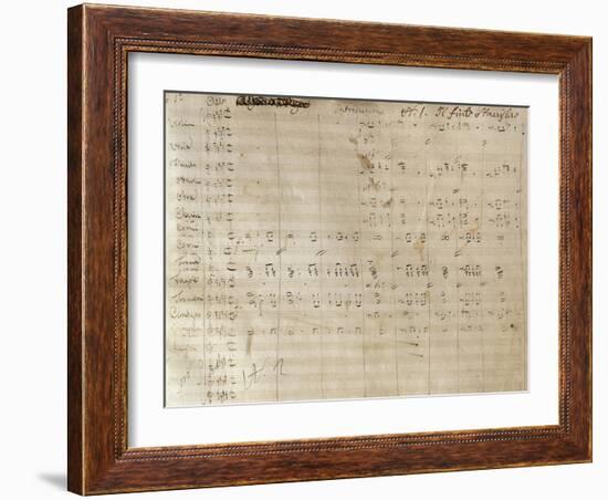 Handwritten Sheet Music for Un Giorno Di Regno, Ossia Il Finto Stanislao-null-Framed Giclee Print