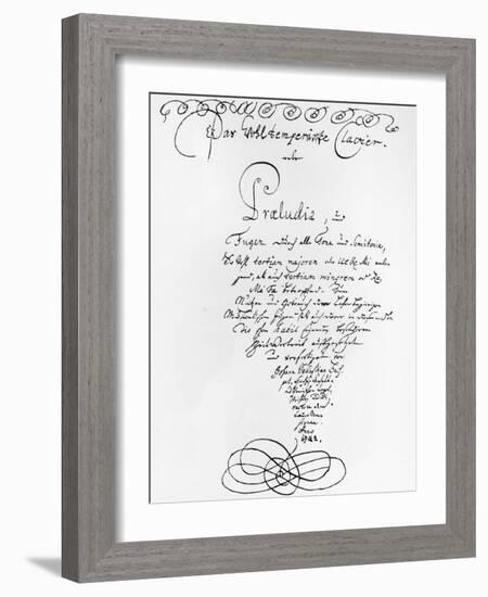 Handwritten Titlepage of the Well Tempered Piano, 1722-Johann Sebastian Bach-Framed Giclee Print