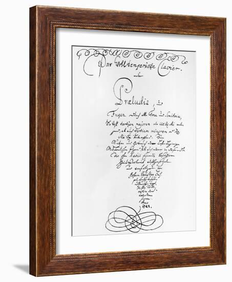 Handwritten Titlepage of the Well Tempered Piano, 1722-Johann Sebastian Bach-Framed Giclee Print