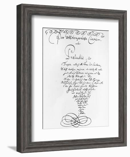 Handwritten Titlepage of the Well Tempered Piano, 1722-Johann Sebastian Bach-Framed Giclee Print