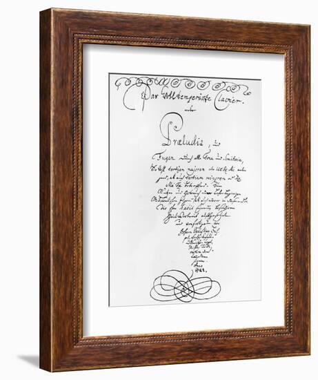 Handwritten Titlepage of the Well Tempered Piano, 1722-Johann Sebastian Bach-Framed Giclee Print