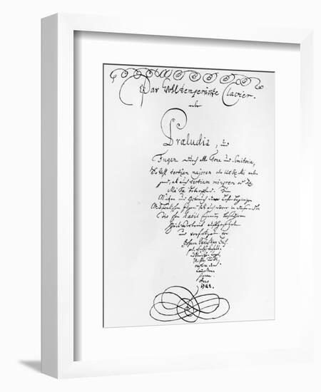 Handwritten Titlepage of the Well Tempered Piano, 1722-Johann Sebastian Bach-Framed Giclee Print