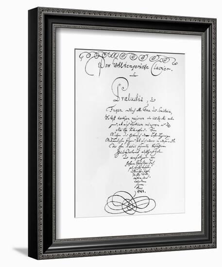 Handwritten Titlepage of the Well Tempered Piano, 1722-Johann Sebastian Bach-Framed Giclee Print