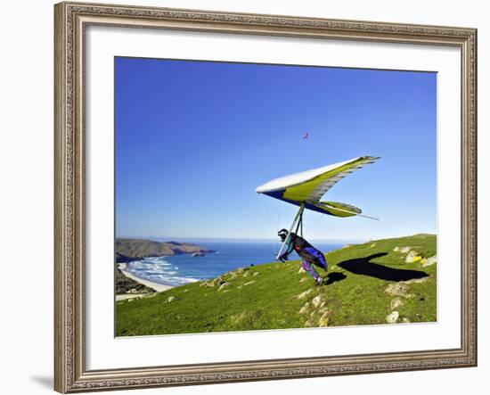 Hang Glider, Otago Peninsula, South Island, New Zealand-David Wall-Framed Photographic Print