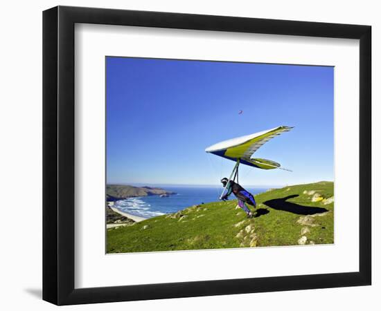 Hang Glider, Otago Peninsula, South Island, New Zealand-David Wall-Framed Photographic Print