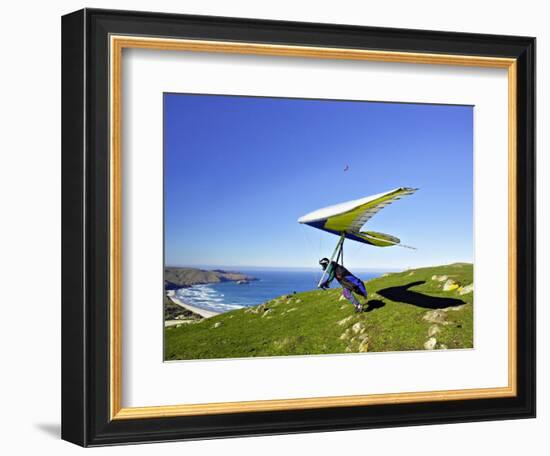 Hang Glider, Otago Peninsula, South Island, New Zealand-David Wall-Framed Photographic Print