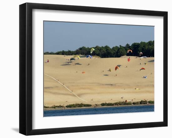 Hang Gliders over the Dune Du Pyla, Bay of Arcachon, Cote D'Argent, Gironde, Aquitaine, France-Groenendijk Peter-Framed Photographic Print