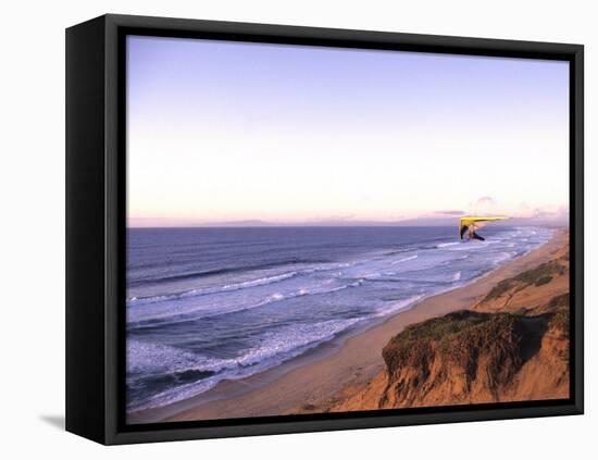 Hang Gliding off Beach in Monterey, California, USA-Georgienne Bradley-Framed Premier Image Canvas