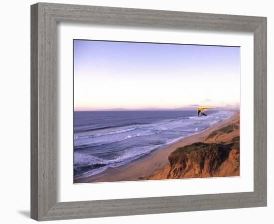 Hang Gliding off Beach in Monterey, California, USA-Georgienne Bradley-Framed Photographic Print