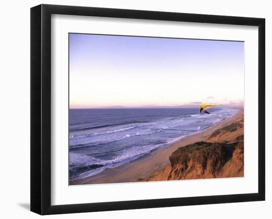 Hang Gliding off Beach in Monterey, California, USA-Georgienne Bradley-Framed Photographic Print