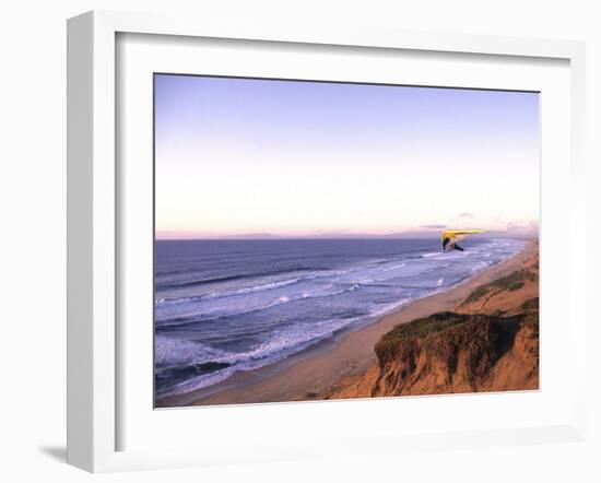 Hang Gliding off Beach in Monterey, California, USA-Georgienne Bradley-Framed Photographic Print