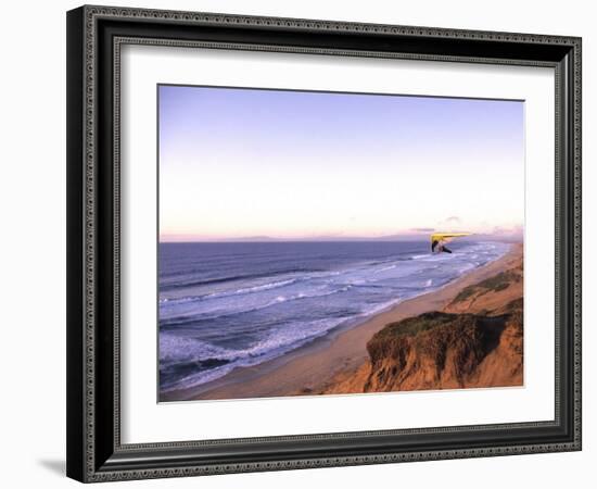 Hang Gliding off Beach in Monterey, California, USA-Georgienne Bradley-Framed Photographic Print