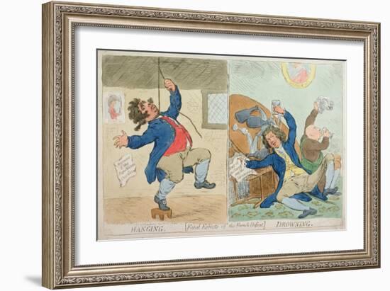 Hanging and Drowning, or Fatal Effects of the French Defeat, Published by Hannah Humphrey in 1795-James Gillray-Framed Giclee Print