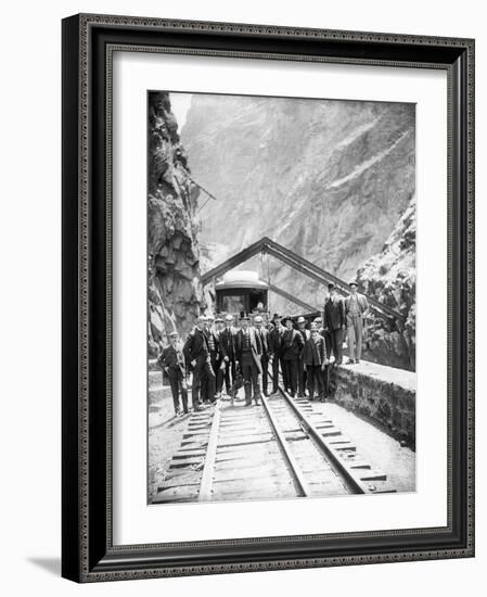 Hanging Bridge - President Theodore Roosevelt and Party in the Royal Gorge of the Arkansas River,…-George Lytle Beam-Framed Photographic Print