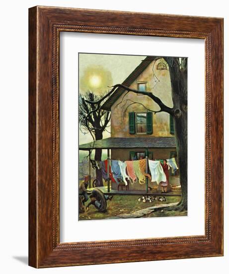 "Hanging Clothes Out to Dry," April 7, 1945-John Falter-Framed Premium Giclee Print