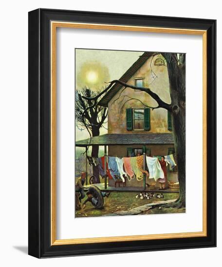 "Hanging Clothes Out to Dry," April 7, 1945-John Falter-Framed Premium Giclee Print