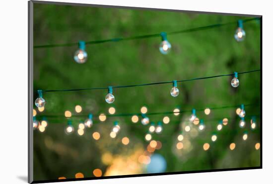 Hanging Decorative Christmas Lights For A Back Yard Party-imging-Mounted Photographic Print