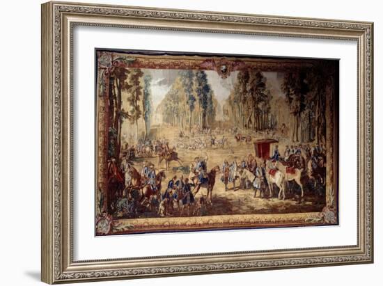 Hanging Depicting the Hunts of Louis Xvi: the Meeting at the Crossroads of the King's Well in Compi-Jean-Baptiste Oudry-Framed Giclee Print