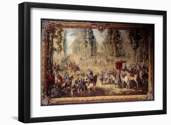 Hanging Depicting the Hunts of Louis Xvi: the Meeting at the Crossroads of the King's Well in Compi-Jean-Baptiste Oudry-Framed Giclee Print