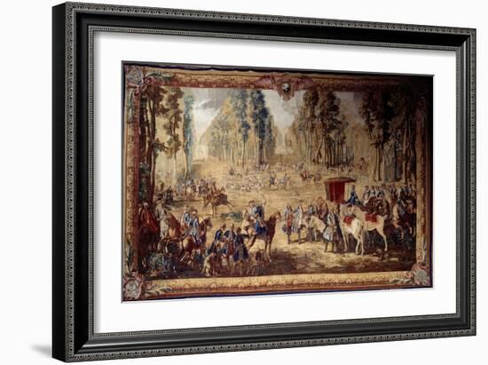 Hanging Depicting the Hunts of Louis Xvi: the Meeting at the Crossroads of the King's Well in Compi-Jean-Baptiste Oudry-Framed Giclee Print
