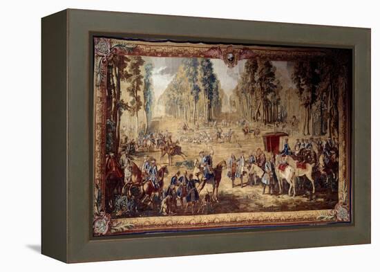 Hanging Depicting the Hunts of Louis Xvi: the Meeting at the Crossroads of the King's Well in Compi-Jean-Baptiste Oudry-Framed Premier Image Canvas