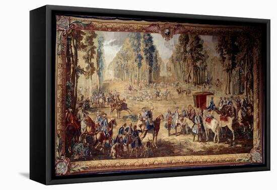 Hanging Depicting the Hunts of Louis Xvi: the Meeting at the Crossroads of the King's Well in Compi-Jean-Baptiste Oudry-Framed Premier Image Canvas