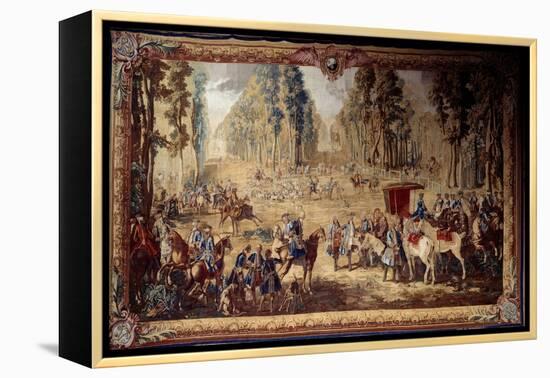 Hanging Depicting the Hunts of Louis Xvi: the Meeting at the Crossroads of the King's Well in Compi-Jean-Baptiste Oudry-Framed Premier Image Canvas