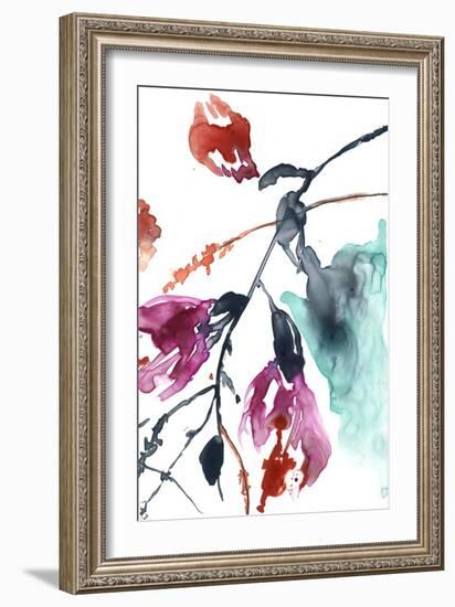 Hanging Fuchsia II-Jennifer Goldberger-Framed Art Print