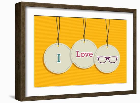 Hanging I Love Hipsters Badges-cienpies-Framed Art Print