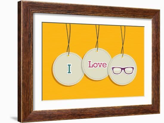 Hanging I Love Hipsters Badges-cienpies-Framed Art Print