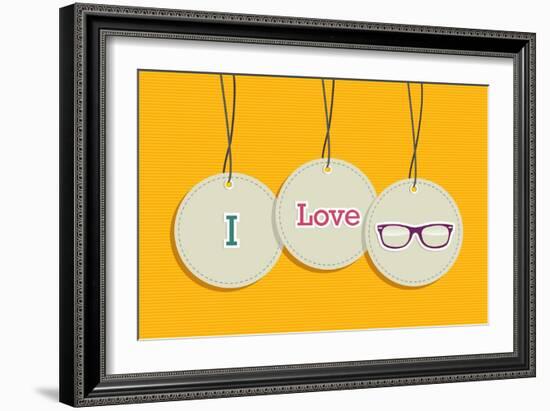 Hanging I Love Hipsters Badges-cienpies-Framed Art Print