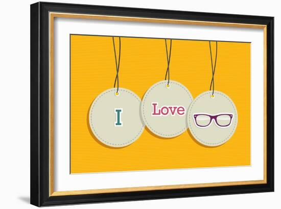 Hanging I Love Hipsters Badges-cienpies-Framed Art Print