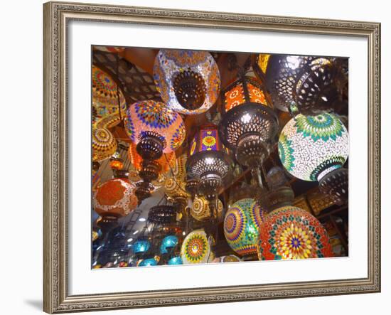 Hanging Lamps on Sale in Souk, Dubai, United Arab Emirates, Middle East-Sakis Papadopoulos-Framed Photographic Print