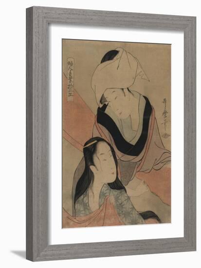 Hanging Laundry to Dry-Kitagawa Utamaro-Framed Art Print