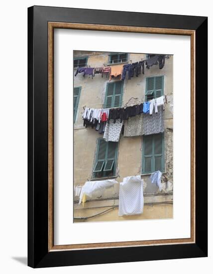 Hanging Laundry, Ventimiglia, Medieval, Old Town, Liguria, Imperia Province, Italy, Europe-Wendy Connett-Framed Photographic Print