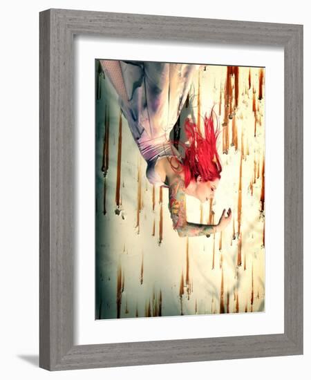 Hanging Red-Winter Wolf Studios-Framed Photographic Print