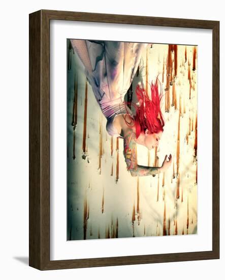 Hanging Red-Winter Wolf Studios-Framed Photographic Print