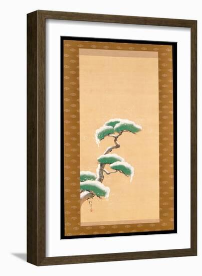 Hanging Scroll Depicting a Snow Clad Pine, from a Triptych of the Three Seasons, Japanese-Sakai Hoitsu-Framed Giclee Print