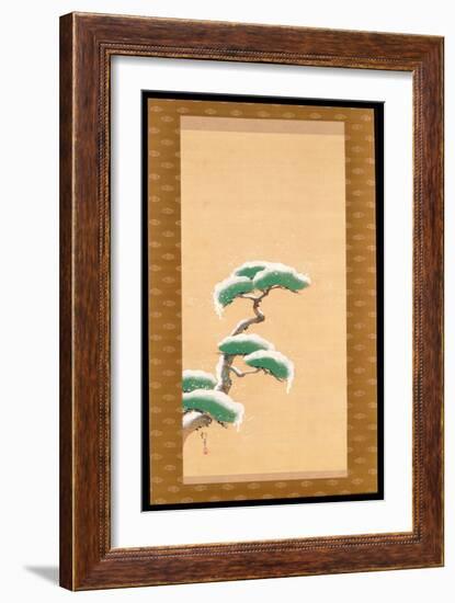 Hanging Scroll Depicting a Snow Clad Pine, from a Triptych of the Three Seasons, Japanese-Sakai Hoitsu-Framed Giclee Print