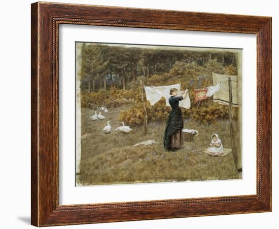 Hanging the Washing, a Beautiful Spring Morning-Helen Allingham-Framed Premium Giclee Print