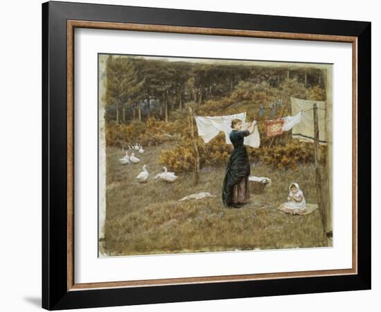 Hanging the Washing, a Beautiful Spring Morning-Helen Allingham-Framed Giclee Print