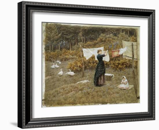 Hanging the Washing, a Beautiful Spring Morning-Helen Allingham-Framed Giclee Print