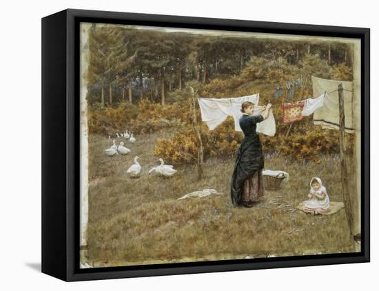Hanging the Washing, a Beautiful Spring Morning-Helen Allingham-Framed Premier Image Canvas