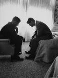 Jack Kennedy Conferring with His Brother and Campaign Organizer Bobby Kennedy in Hotel Suite-Hank Walker-Photographic Print