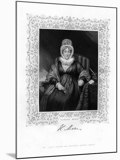 Hannah More, English Religious Writer and Philanthropist, 19th Century-William Finden-Mounted Giclee Print